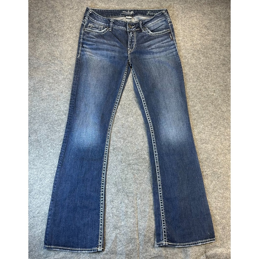 Silver Jeans Frankie Bootcut Jeans‎ Womens 29x33 Blue Denim Whisker Low Rise